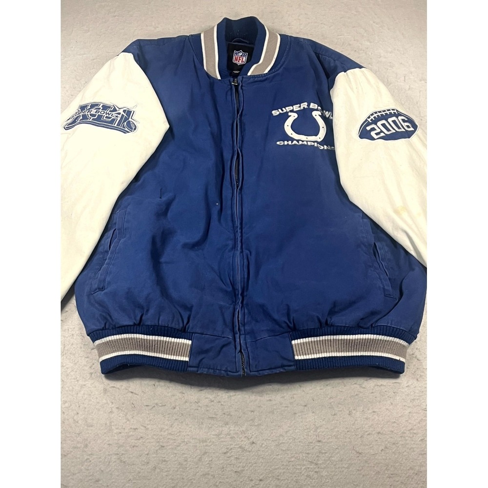 Y2K Indianapolis Colts NFL Super Bowl XLI Champions Jacket Mens XL Blue G-III